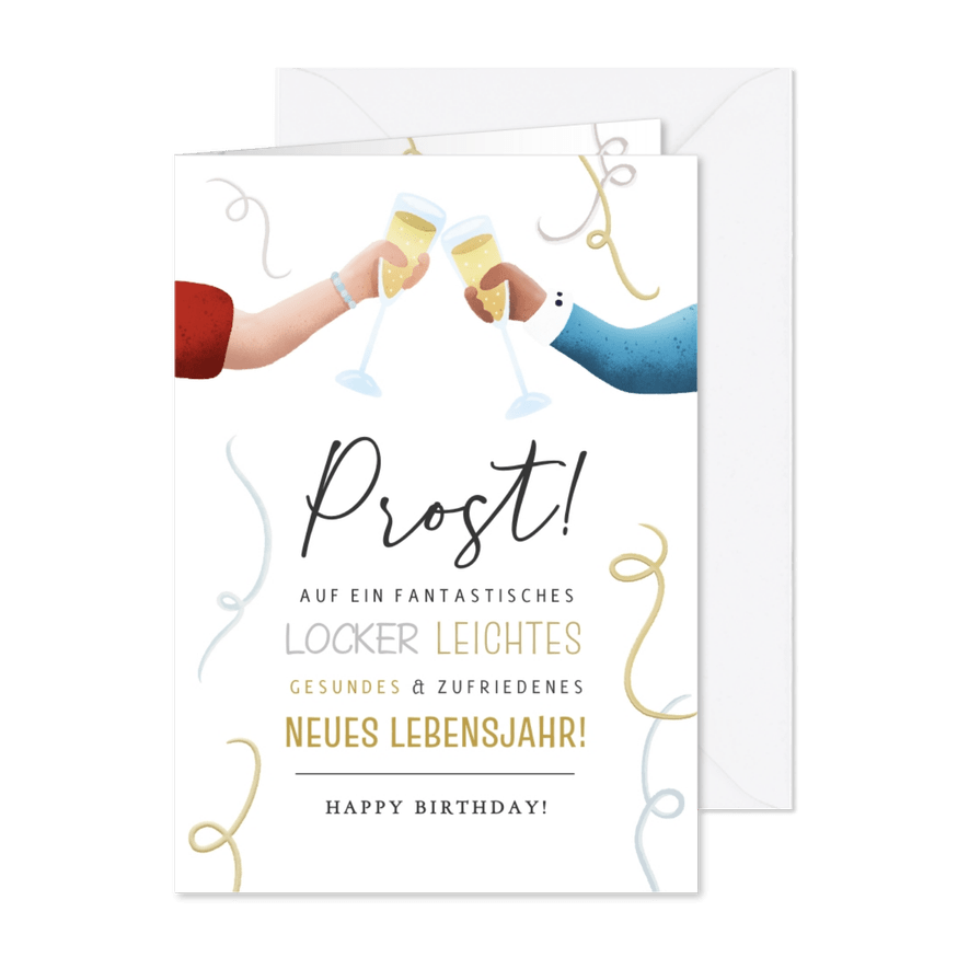 Geburtstagskarte 'Prost' - Karteneindruck