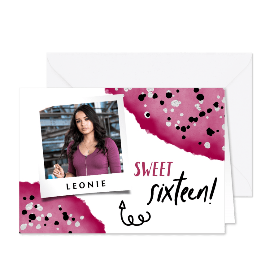 Geburtstagskarte Sweet sixteen mit Foto - Karteneindruck