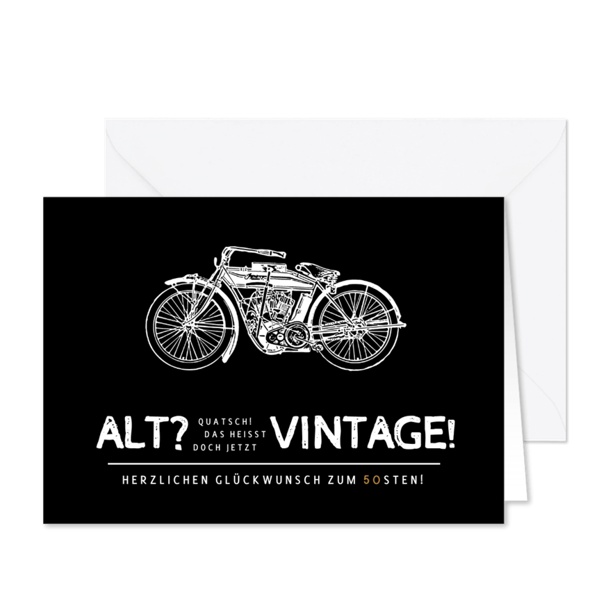 Geburtstagskarte Vintage Motorrad - Karteneindruck