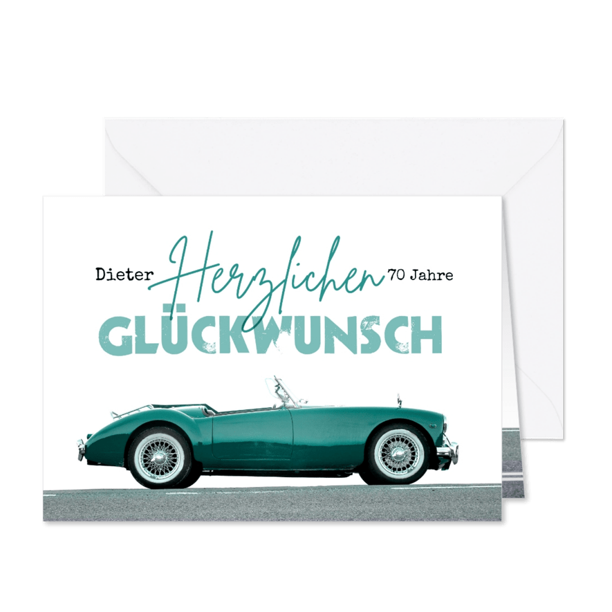 Geburtstagskarte Vintage Oldtimer Cabrio - Karteneindruck