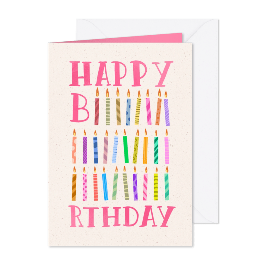 Geburtstagskarten Kerzen 'Happy Biiiiirthday' - Karteneindruck
