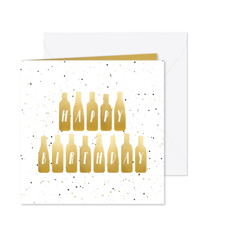 Geburtstagswünsche Flaschen in Goldlook - Karteneindruck

