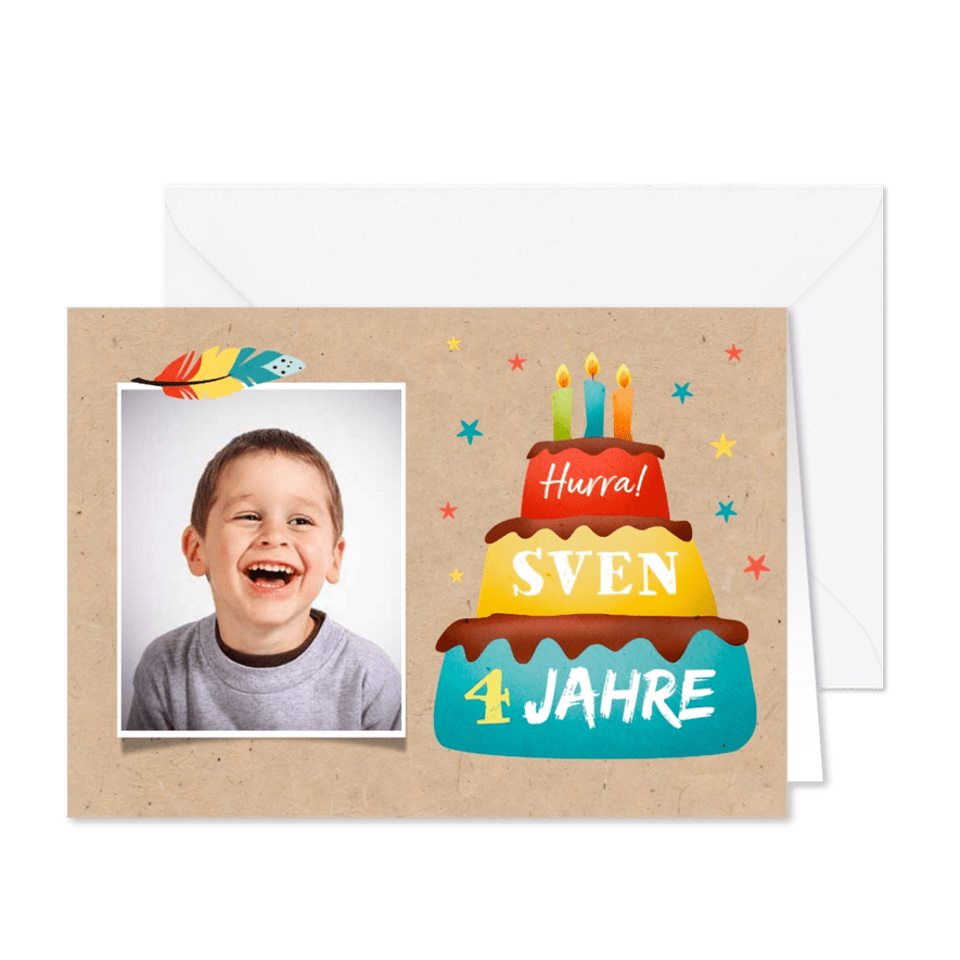 Geburtstsagskarte Foto und Torte - Karteneindruck