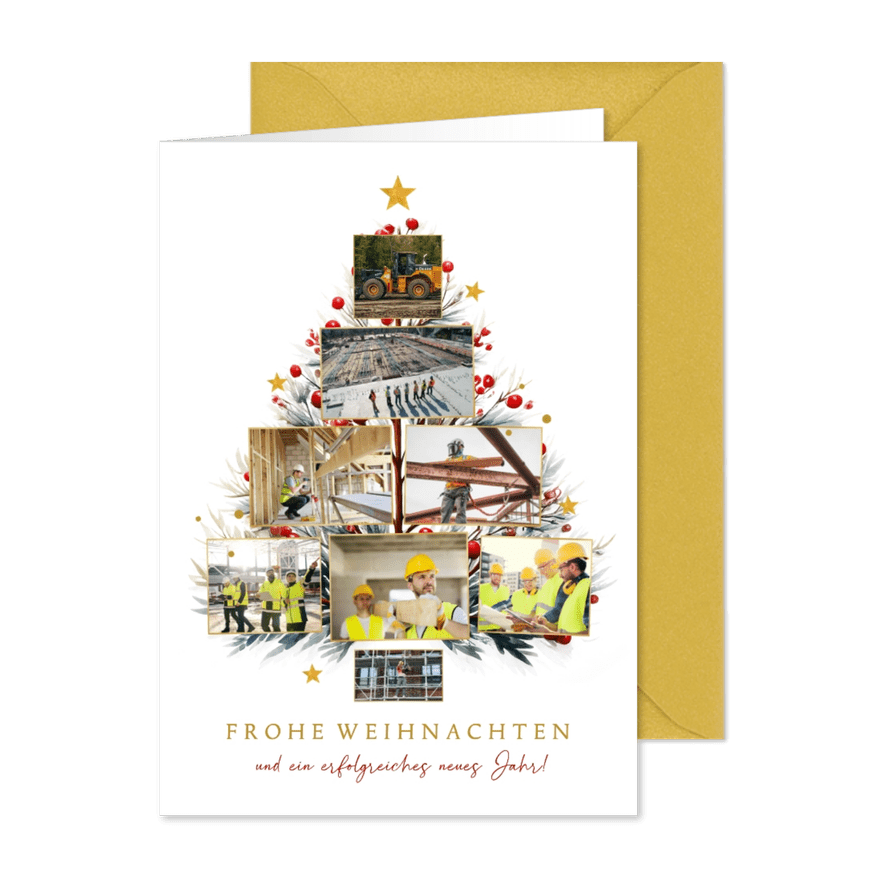 Geschäftliche Foto-Karte Weihnachtsbaum mit 8 Fotos - Karteneindruck