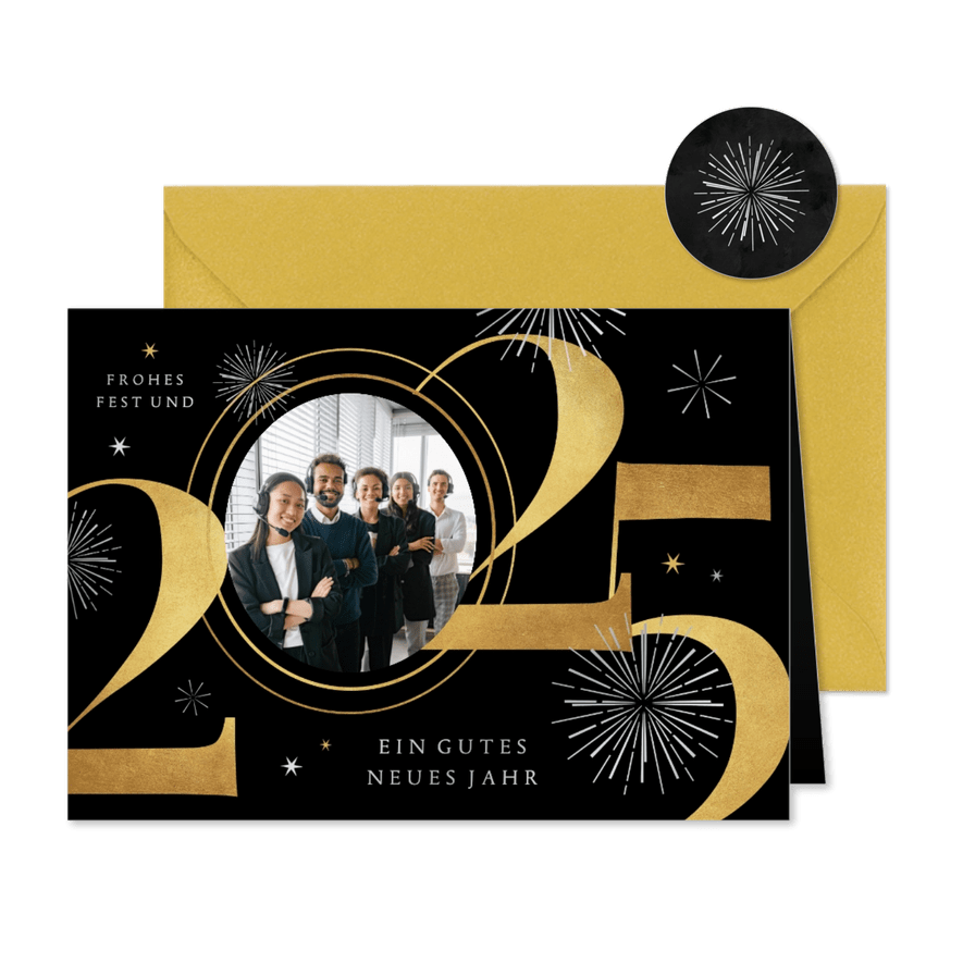 Geschäftliche Foto-Weihnachtskarte Neujahr Feuerwerk - Karteneindruck
