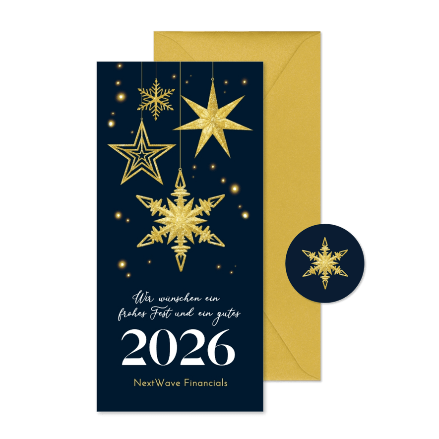 Geschäftliche Grußkarte Weihnachten goldene Sterne - Karteneindruck