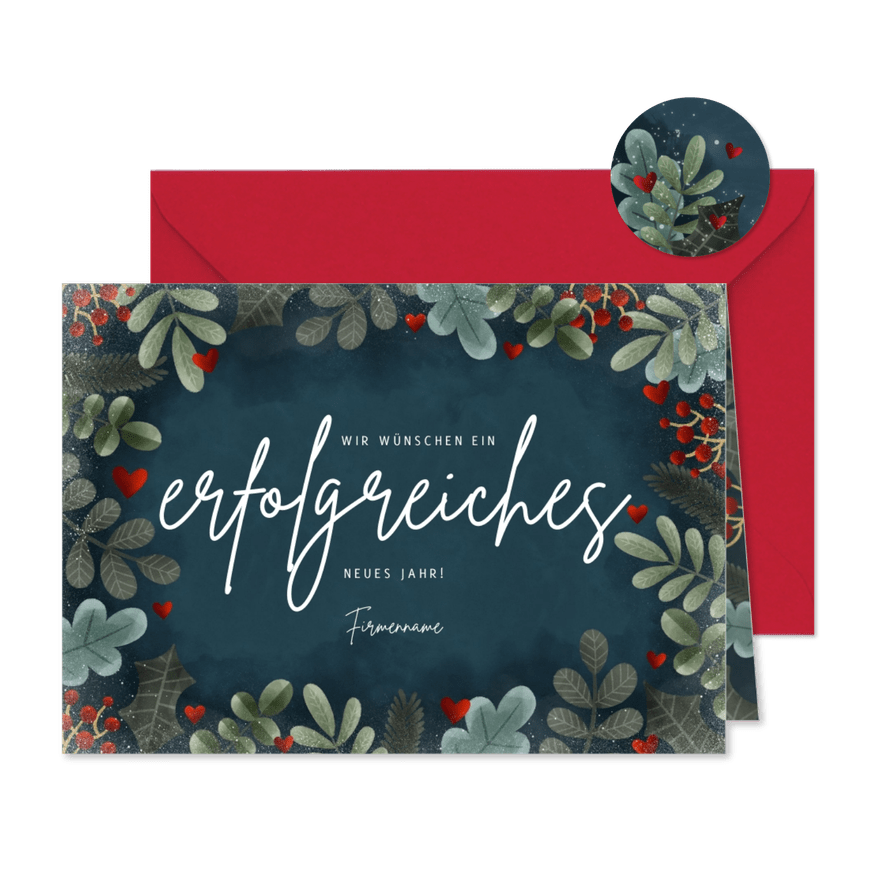 Geschäftliche Neujahrskarte botanisch - Karteneindruck