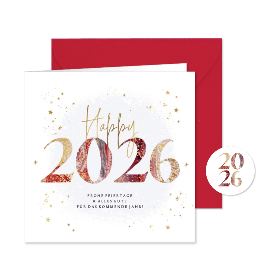 Geschäftliche Neujahrskarte festliches 2026 - Karteneindruck