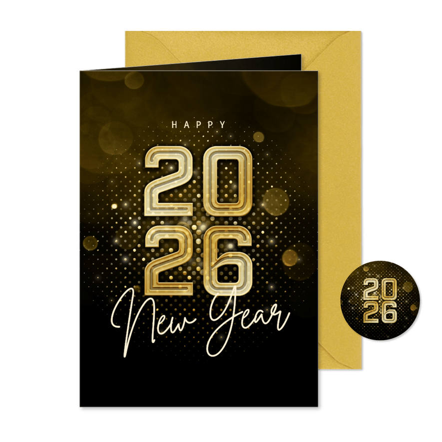 Geschäftliche Neujahrskarte futuristisch 2026 Lichtpunkte - Karteneindruck