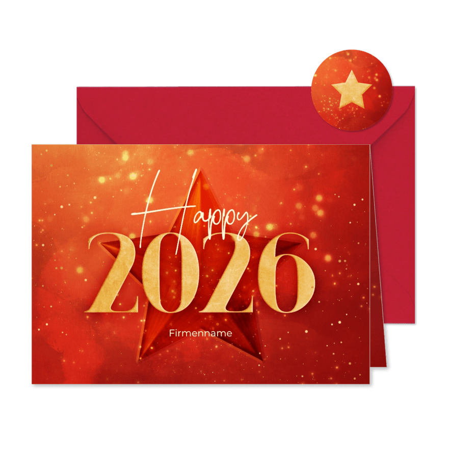 Geschäftliche Neujahrskarte 'Happy 2026' - Karteneindruck
