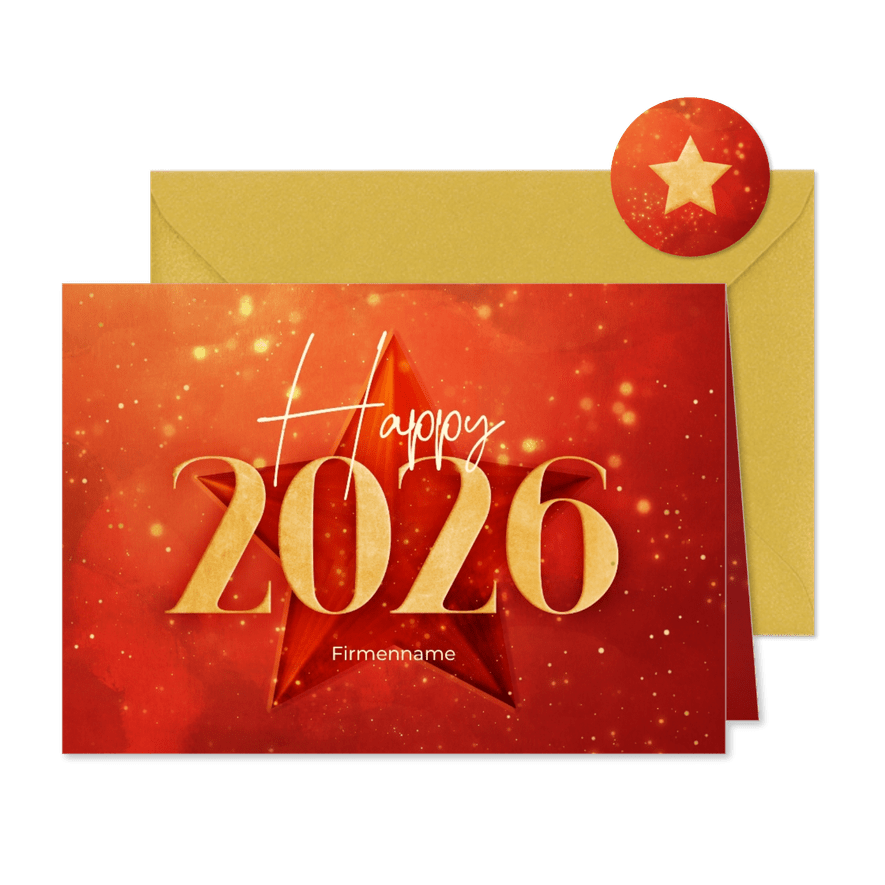 Geschäftliche Neujahrskarte 'Happy 2026' - Karteneindruck