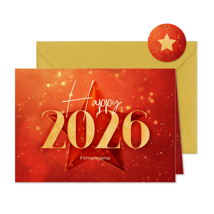 Geschäftliche Neujahrskarte 'Happy 2026' - Karteneindruck
