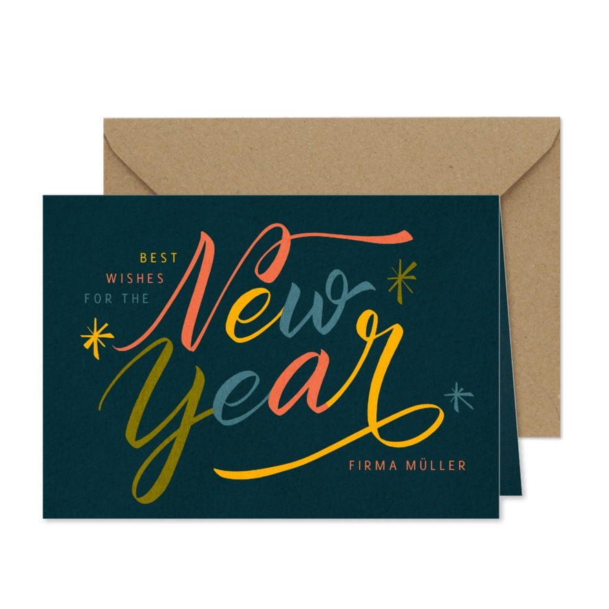 Geschäftliche Neujahrskarte mit modernem Lettering - Karteneindruck