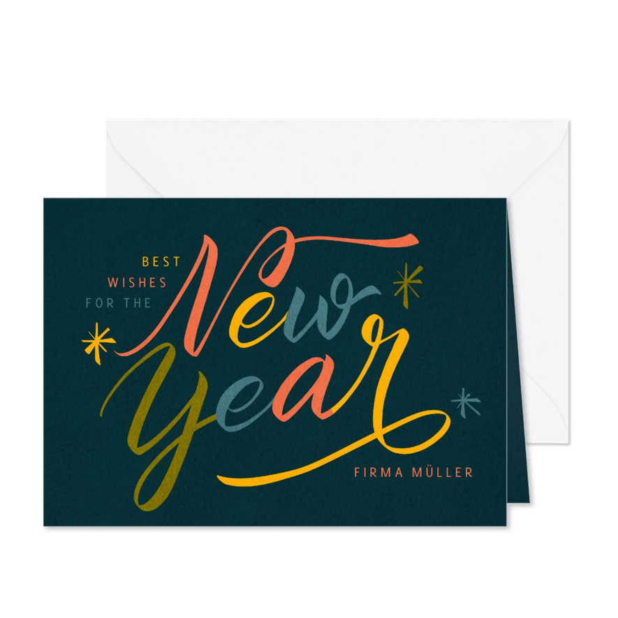 Geschäftliche Neujahrskarte mit modernem Lettering - Karteneindruck