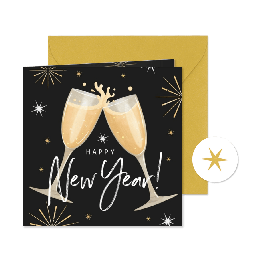 Geschäftliche Neujahrskarte Sektgläser - Karteneindruck