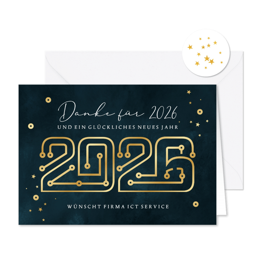 Geschäftliche Neujahrskarte Tech-Betrieb - Karteneindruck
