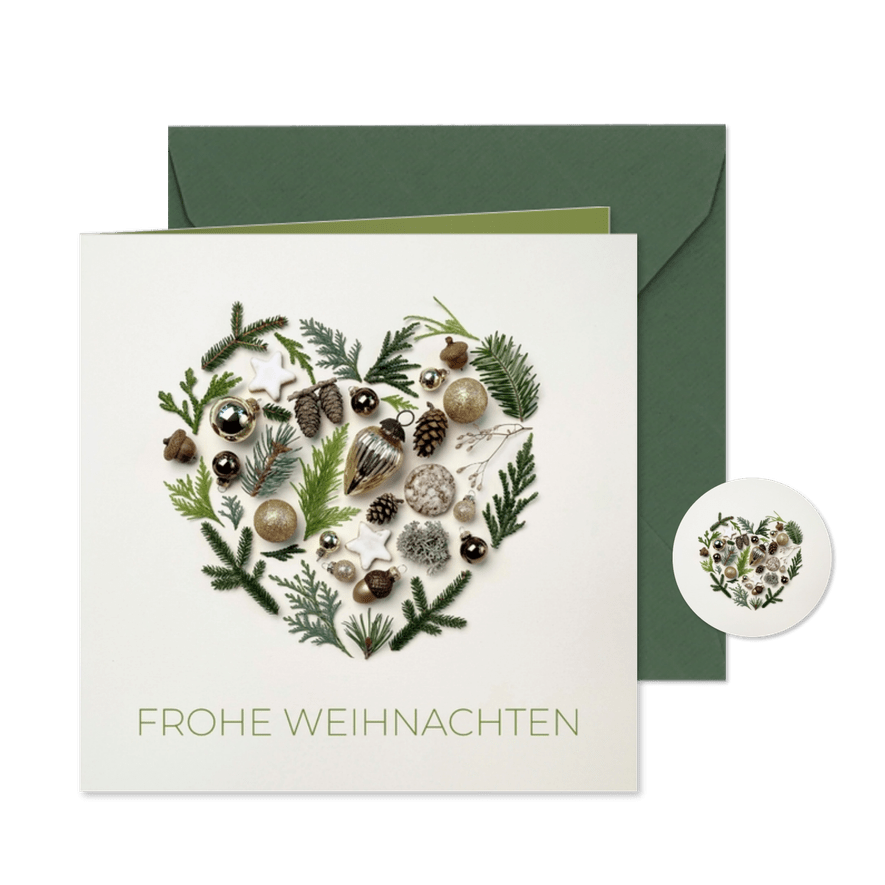 Geschäftliche Weihnachtsgrüße Collage-Herz - Karteneindruck