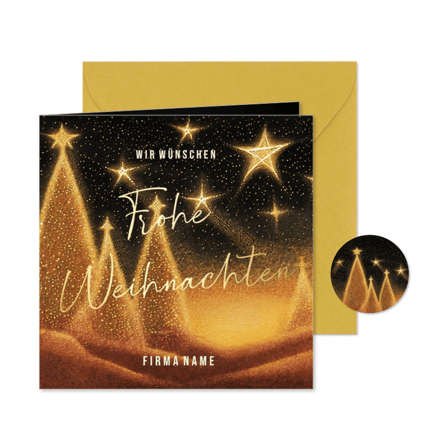 Geschäftliche Weihnachtsgrüße Glitzerlichter - Karteneindruck

