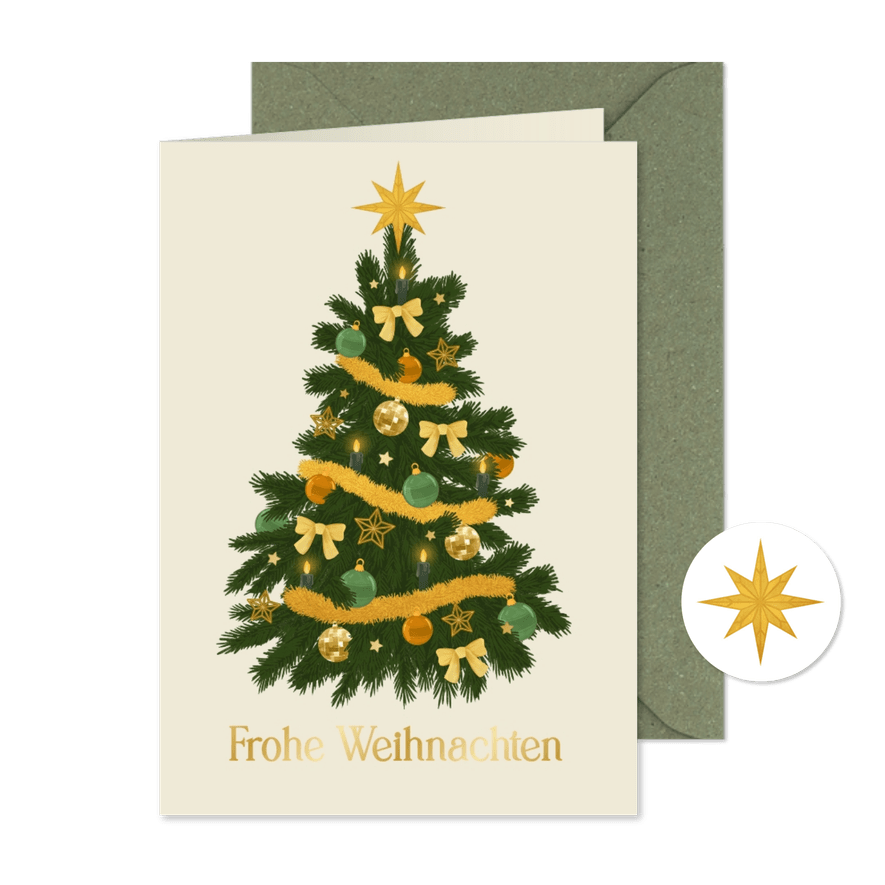 Geschäftliche Weihnachtsgrüße klassischer Weihnachtsbaum - Kartenvorschau
