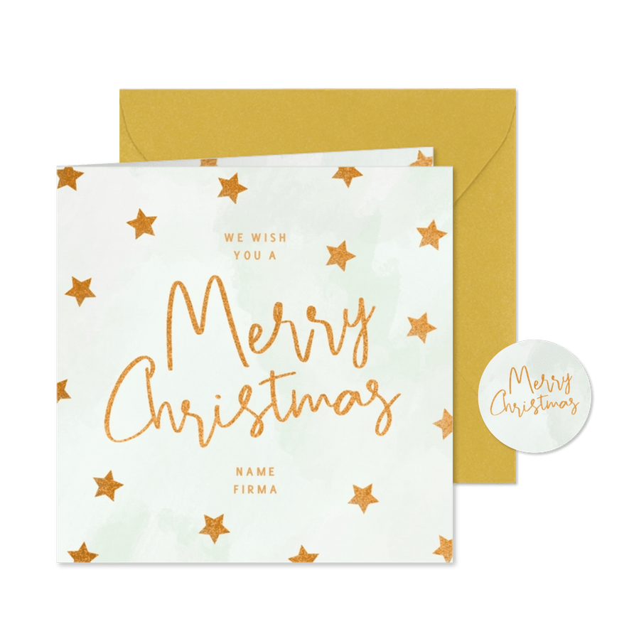 Geschäftliche Weihnachtsgrüße 'Merry Christmas' & Sterne - Kartenvorschau
