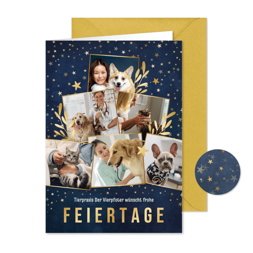 Geschäftliche Weihnachtsgrüße Tierpraxis Fotocollage - Karteneindruck