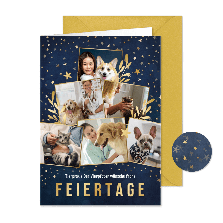 Geschäftliche Weihnachtsgrüße Tierpraxis Fotocollage - Karteneindruck