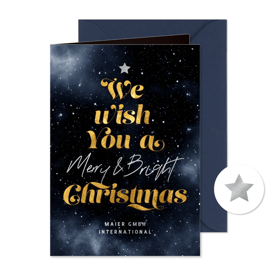 Geschäftliche Weihnachtsgrüße Typografie Sternenhimmel  - Karteneindruck
