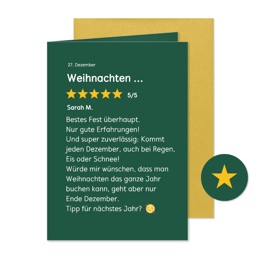 Geschäftliche Weihnachtskarte 5 Sterne Bewertung - Karteneindruck
