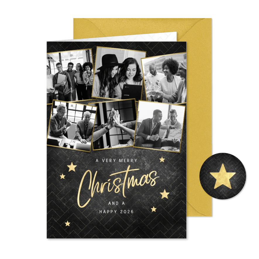 Geschäftliche Weihnachtskarte Bilderreihe schwarz-weiß - Karteneindruck