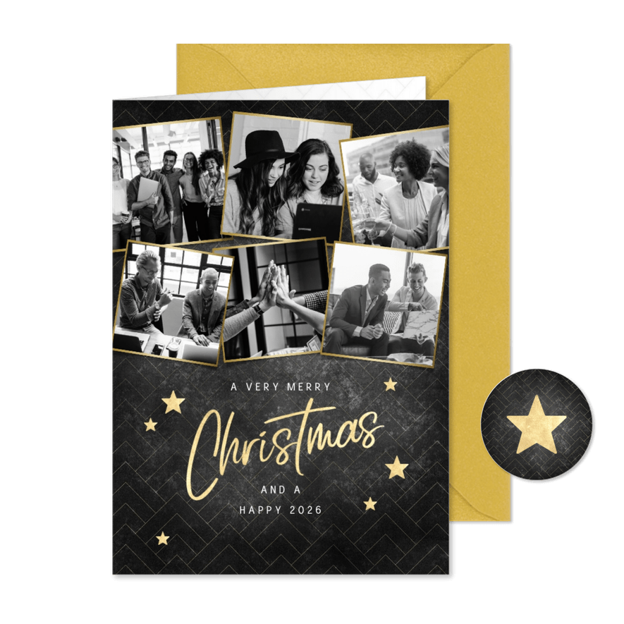 Geschäftliche Weihnachtskarte Bilderreihe schwarz-weiß - Karteneindruck