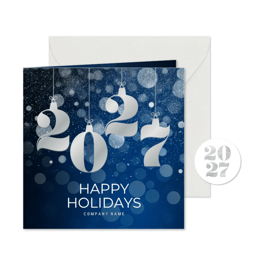 Geschäftliche Weihnachtskarte blau 'Happy Holidays' - Kartenvorschau