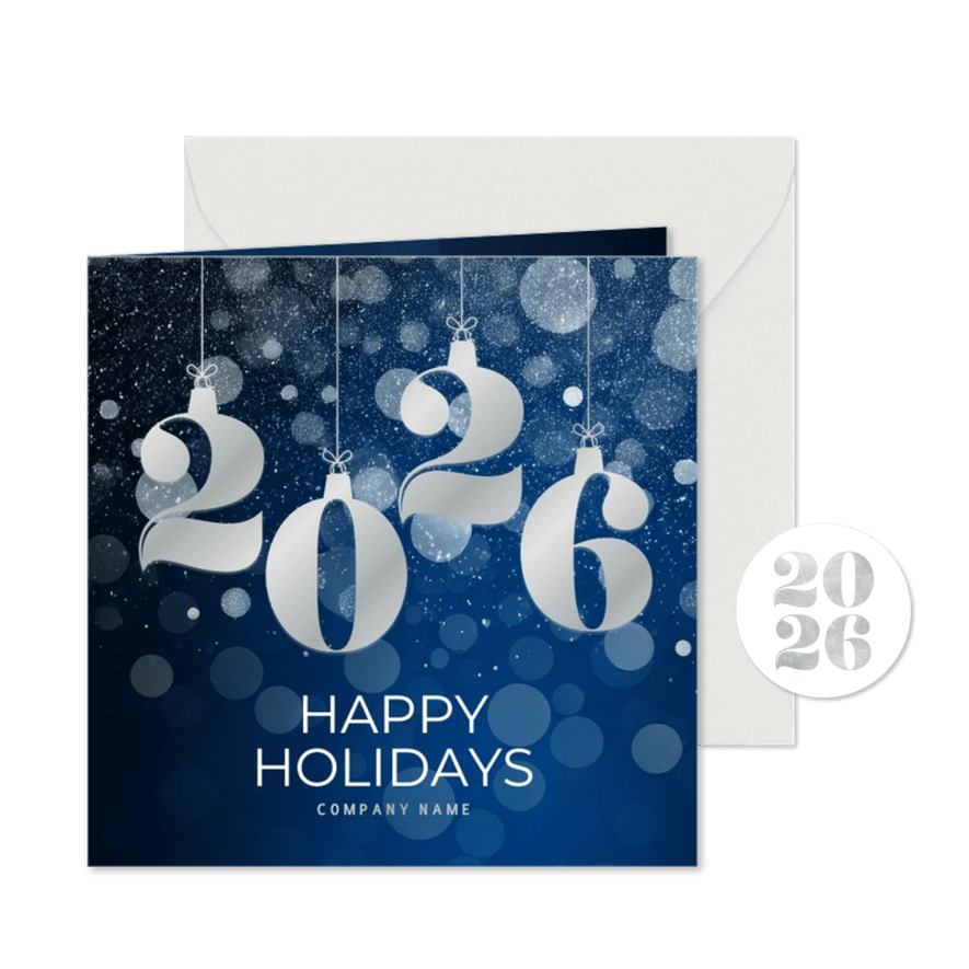 Geschäftliche Weihnachtskarte blau 'Happy Holidays' - Karteneindruck