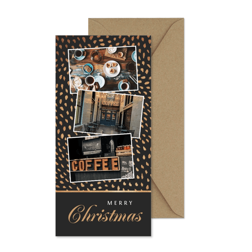 Geschäftliche Weihnachtskarte bronze Tupfen und Fotos - Karteneindruck