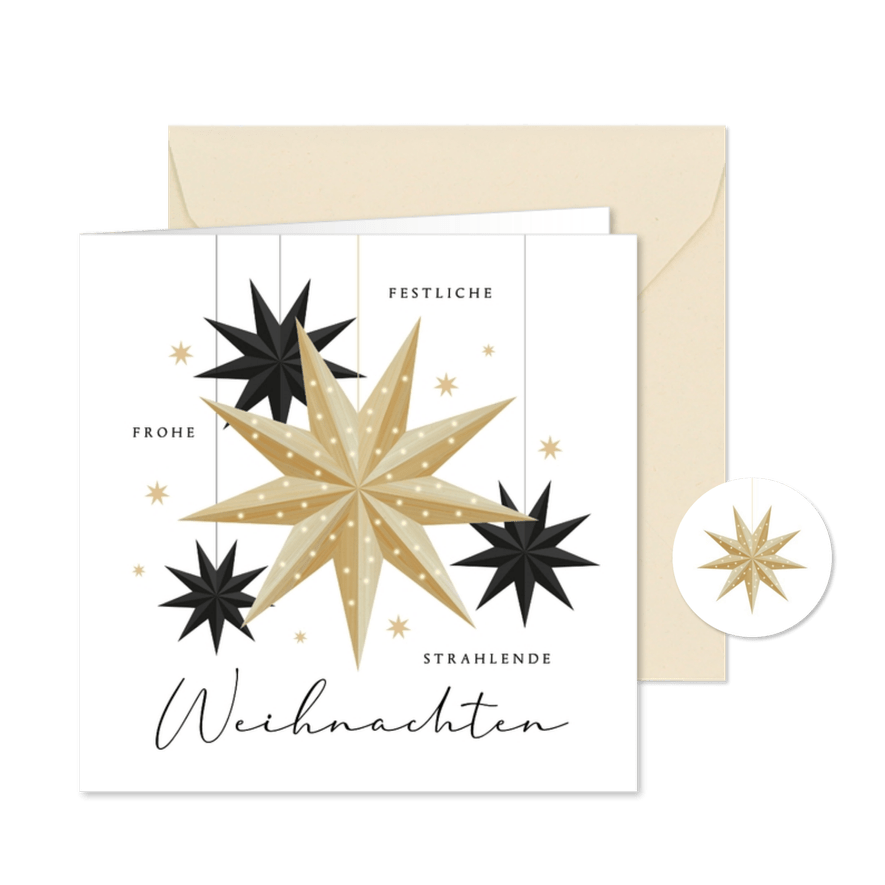 Geschäftliche Weihnachtskarte Faltsterne - Karteneindruck