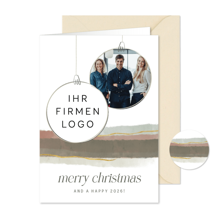 Geschäftliche Weihnachtskarte Foto in Weihnachtskugel - Karteneindruck