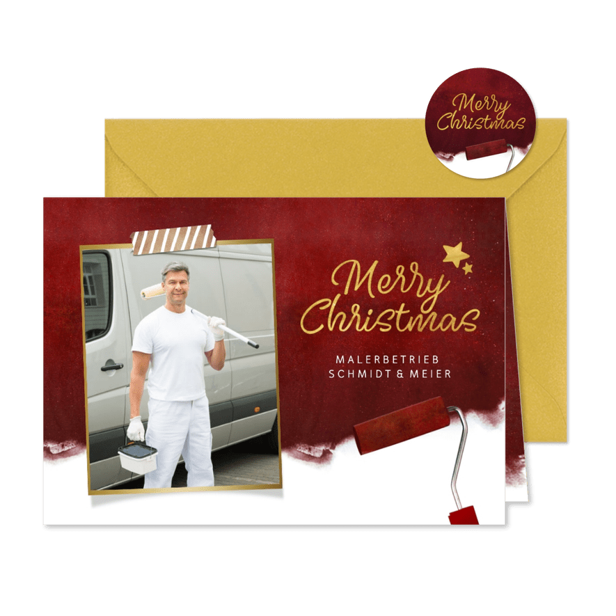 Geschäftliche Weihnachtskarte für Malerbetrieb - Karteneindruck