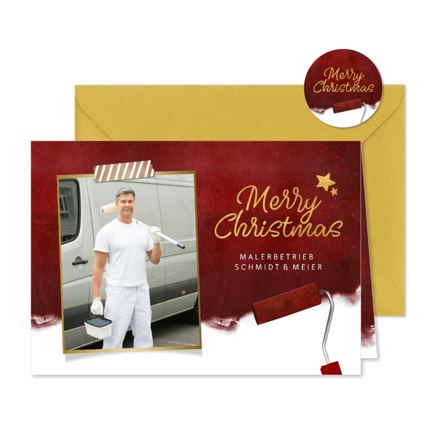 Geschäftliche Weihnachtskarte für Malerbetrieb - Karteneindruck