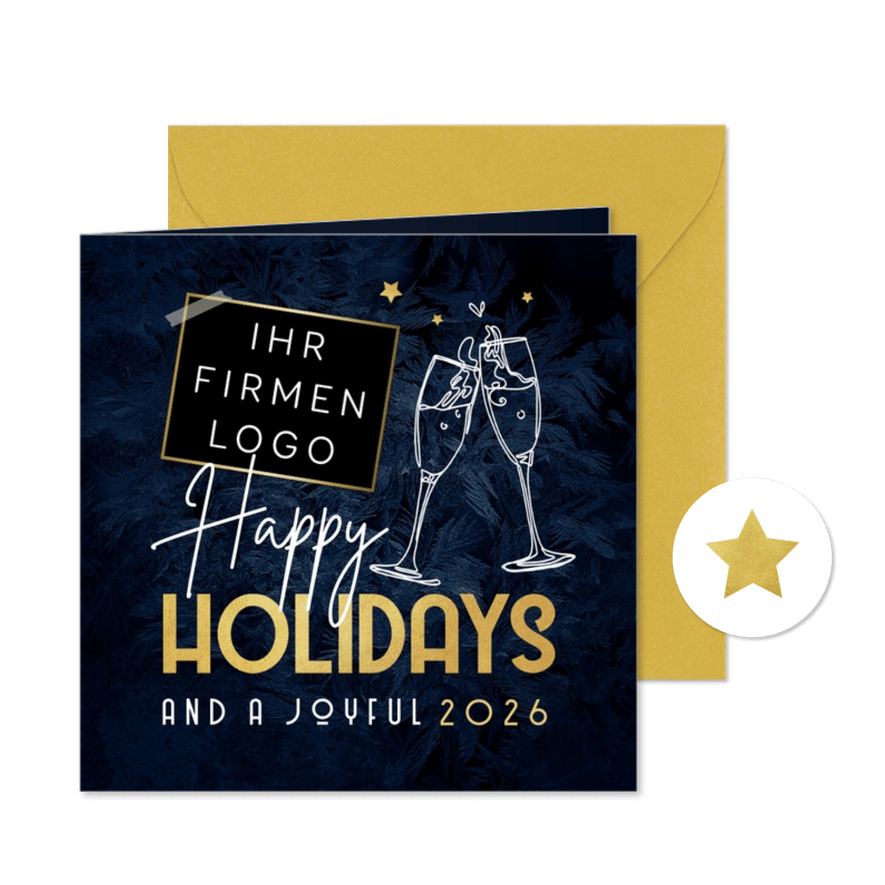 Geschäftliche Weihnachtskarte 'Happy Holidays' - Karteneindruck
