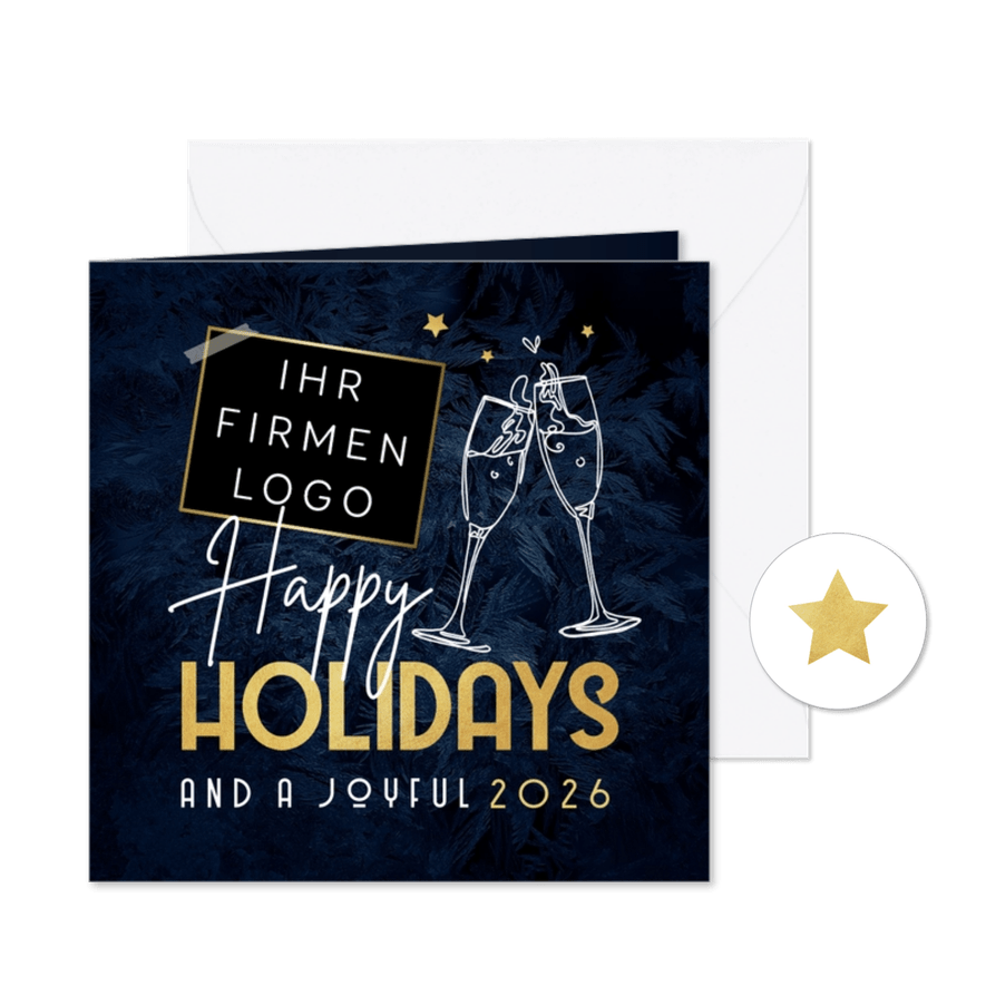 Geschäftliche Weihnachtskarte 'Happy Holidays' - Karteneindruck