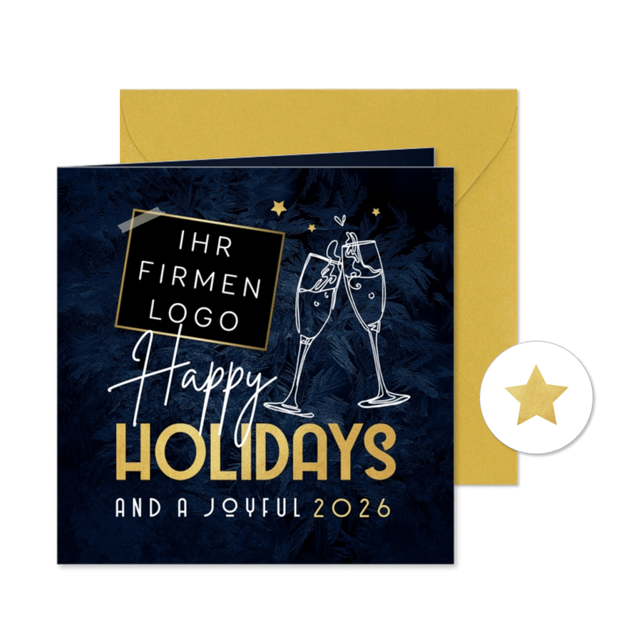 Geschäftliche Weihnachtskarte 'Happy Holidays' - Karteneindruck