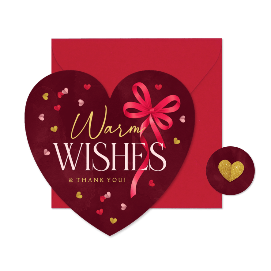 Geschäftliche Weihnachtskarte Herzform Warm Wishes Danke - Karteneindruck
