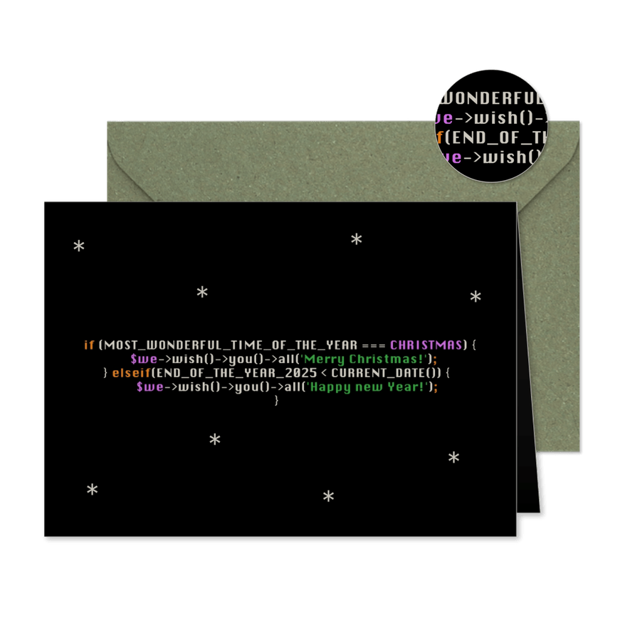 Geschäftliche Weihnachtskarte IT mit Quellcode - Karteneindruck