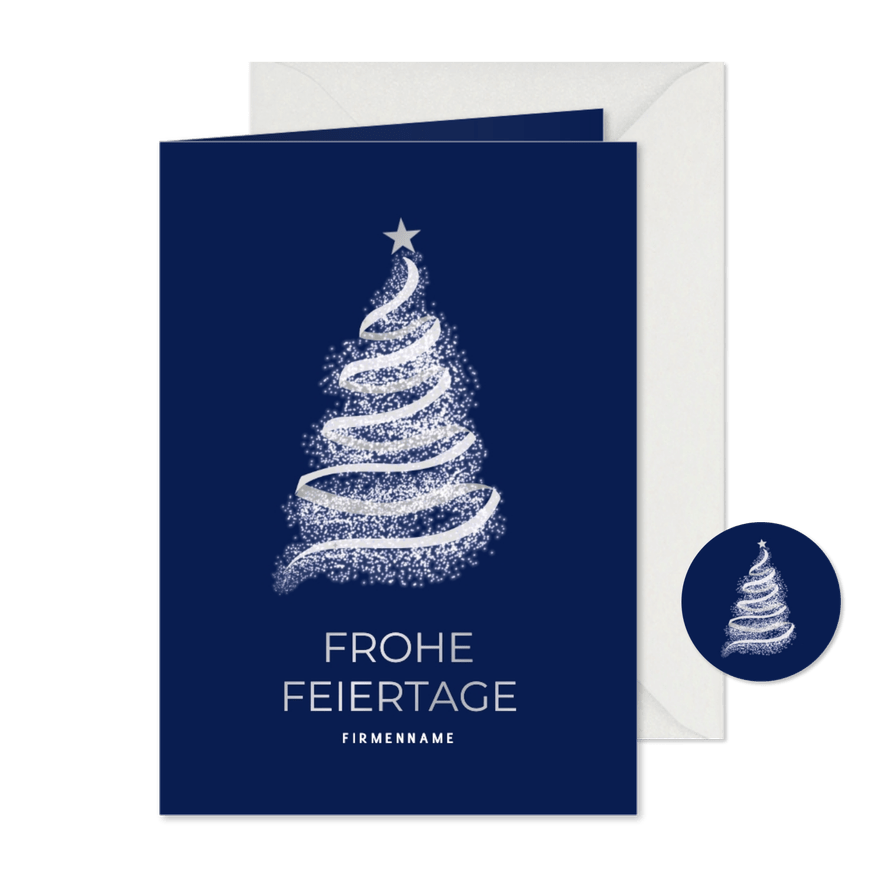 Geschäftliche Weihnachtskarte leuchtender Weihnachtsbaum  - Karteneindruck
