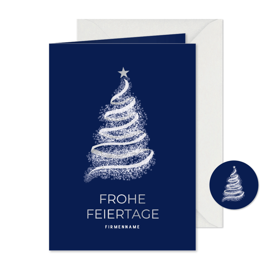 Geschäftliche Weihnachtskarte leuchtender Weihnachtsbaum  - Kartenvorschau
