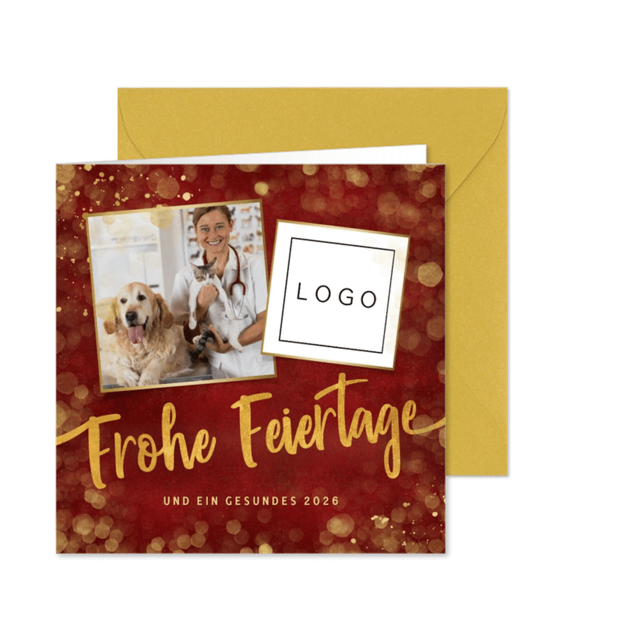 Geschäftliche Weihnachtskarte Logo und Foto - Karteneindruck