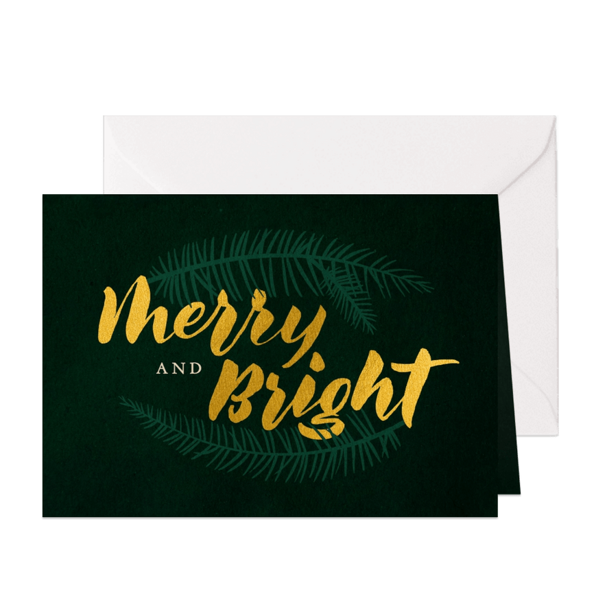 Geschäftliche Weihnachtskarte 'Merry and Bright' - Karteneindruck
