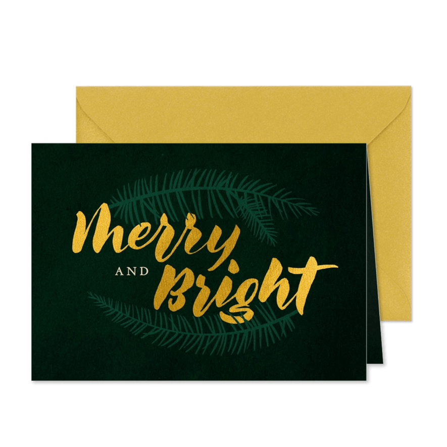 Geschäftliche Weihnachtskarte 'Merry and Bright' - Karteneindruck