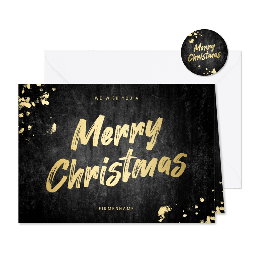 Geschäftliche Weihnachtskarte Merry Christmas gold - Karteneindruck