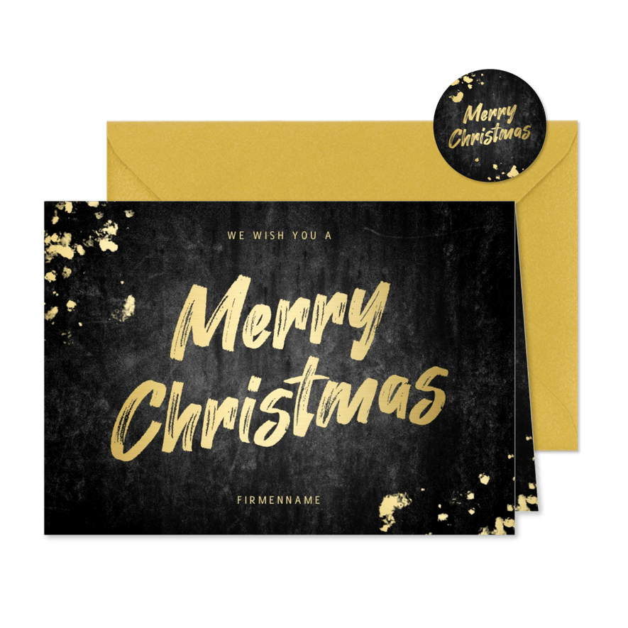 Geschäftliche Weihnachtskarte Merry Christmas gold - Karteneindruck
