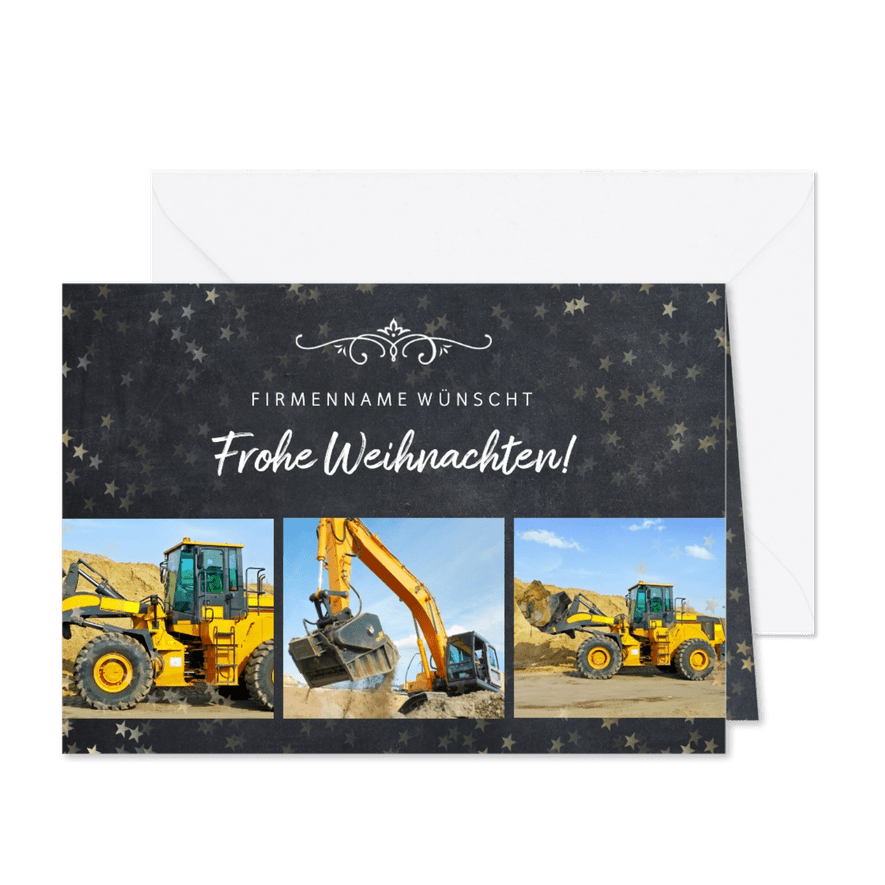 Geschäftliche Weihnachtskarte mit 3 Fotos und Ornamenten - Kartenvorschau